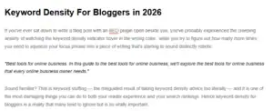 keyword density for bloggers